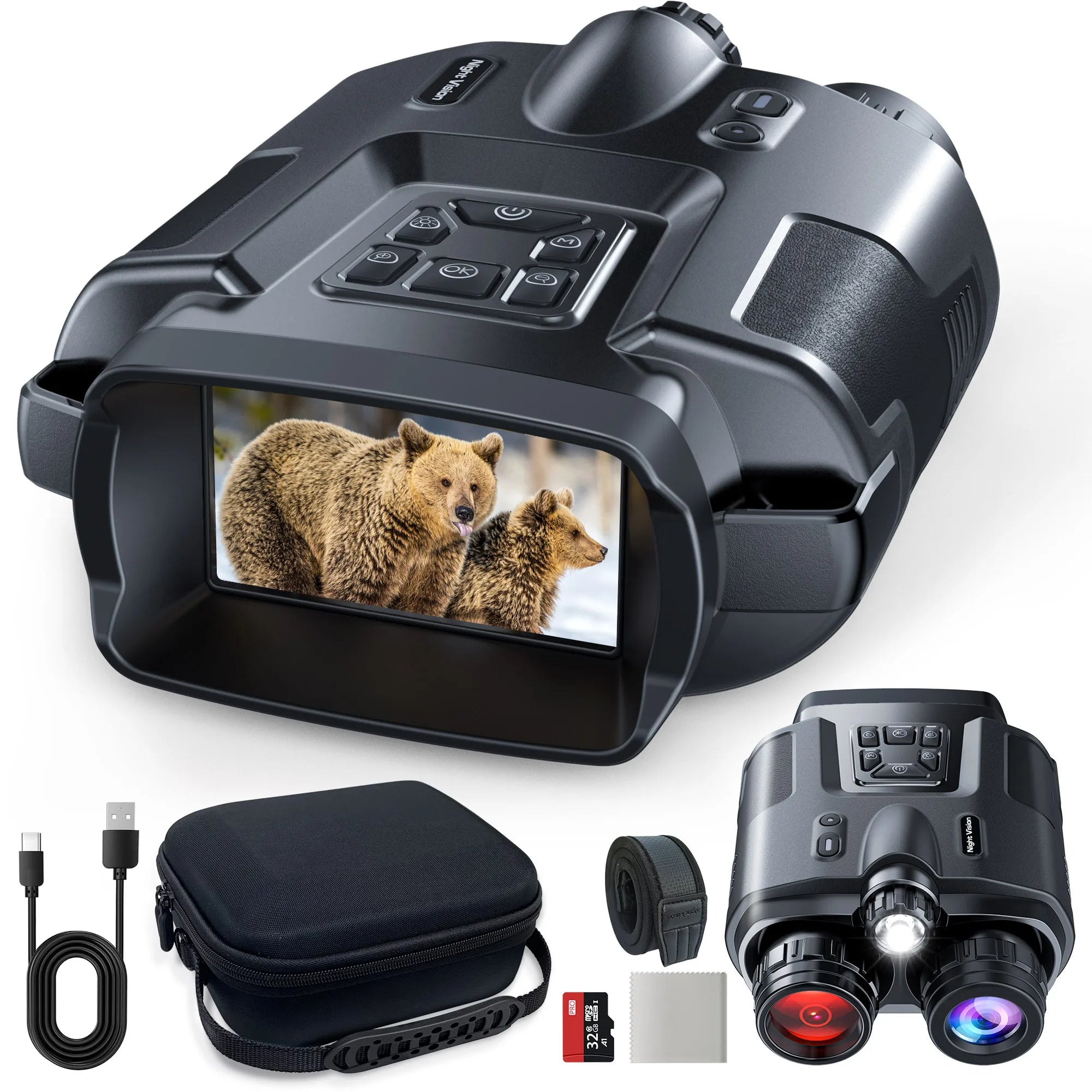 4K Night Vision Binoculars 3inch Screen 8X Digital Zoom