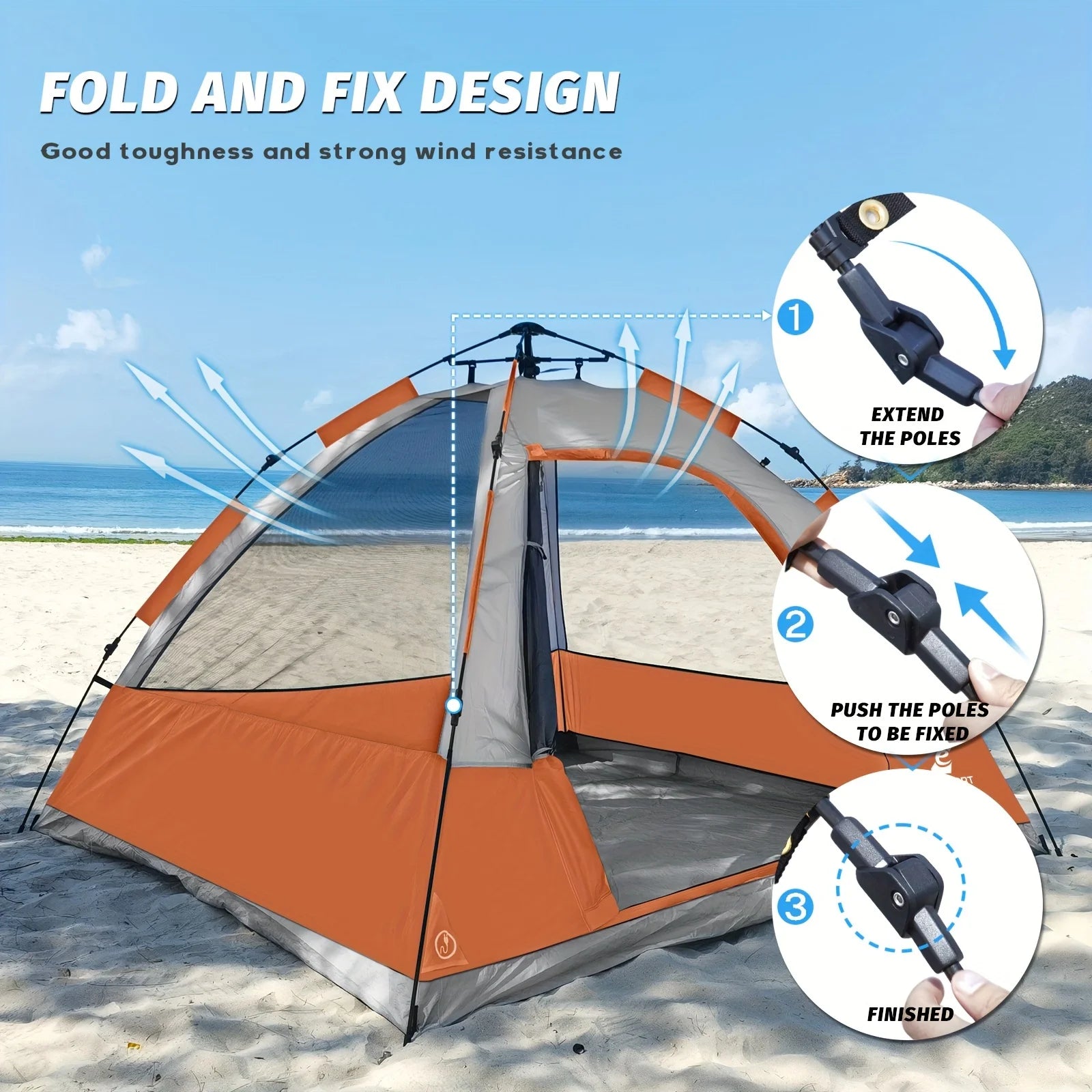 4 Person Instant Easy Set Up Tent with Removable Rain Fly
