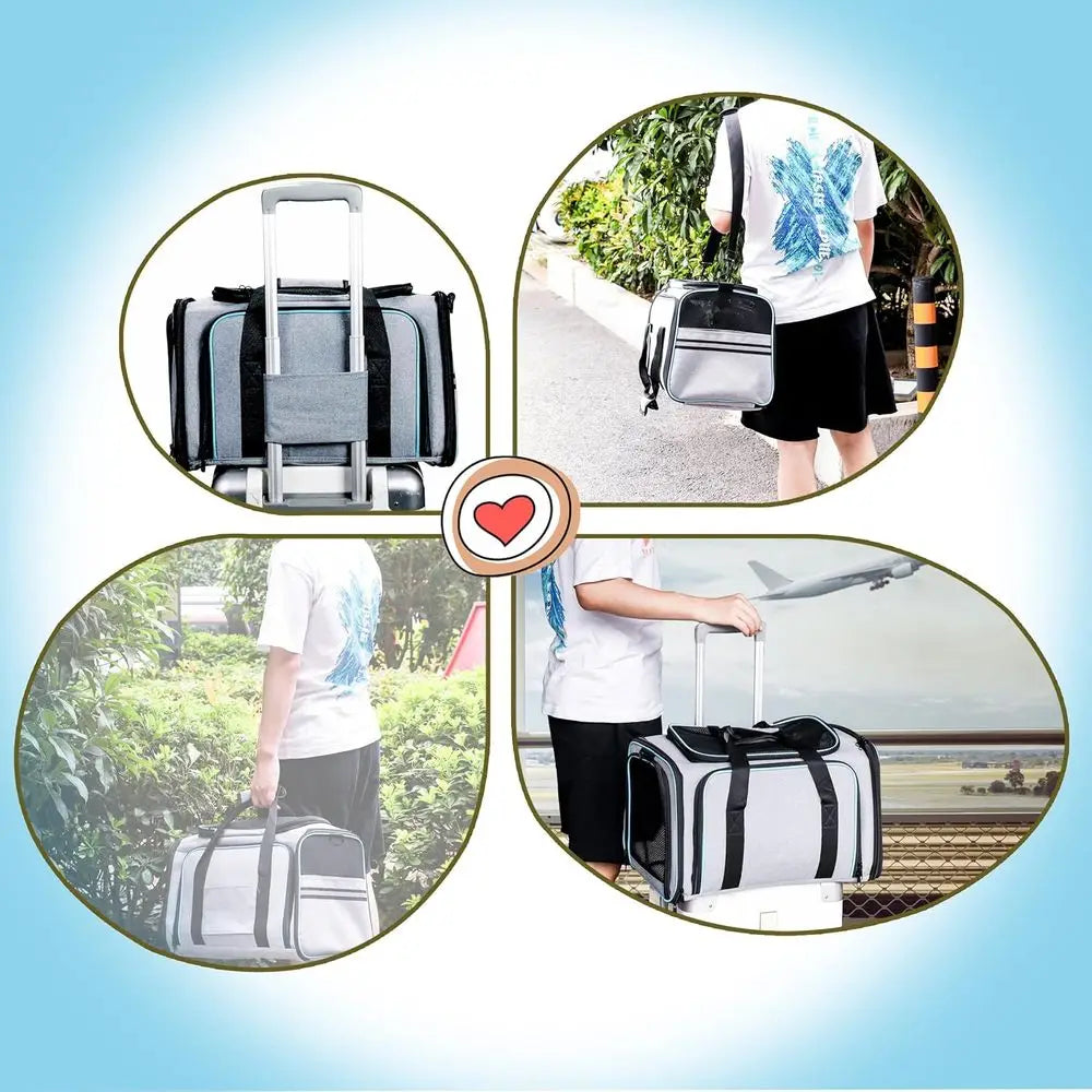 Cat Dog Carrier - Airline Approved Expandable Soft-Sided