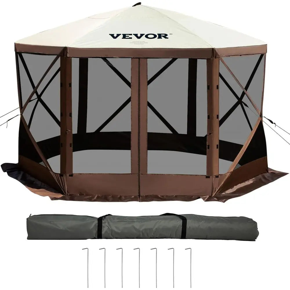 12 * 12t 6 Sided Shelter Tent with Mesh Windows, Portable Carry Bag,
