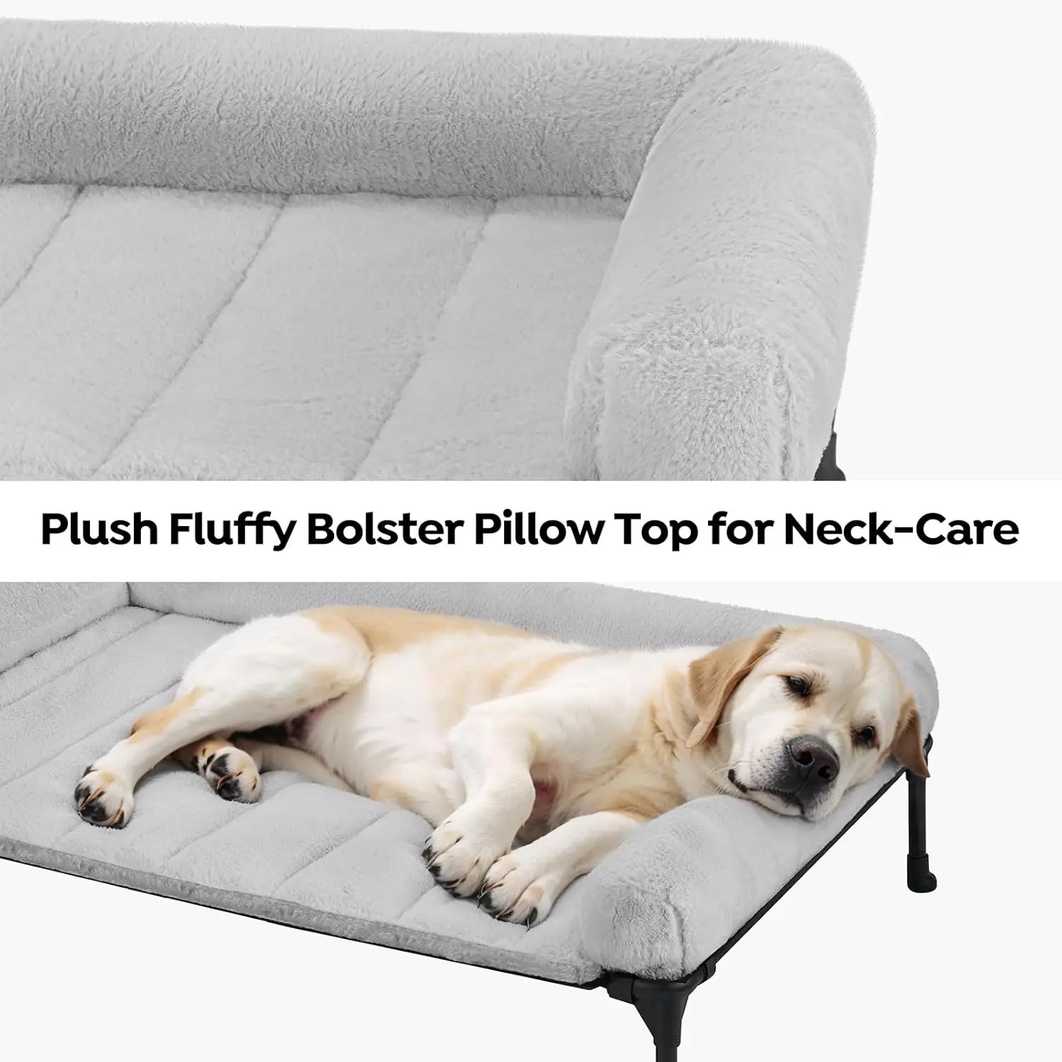 Elevated Orthopedic Dog Bed with Fluffy Bolster