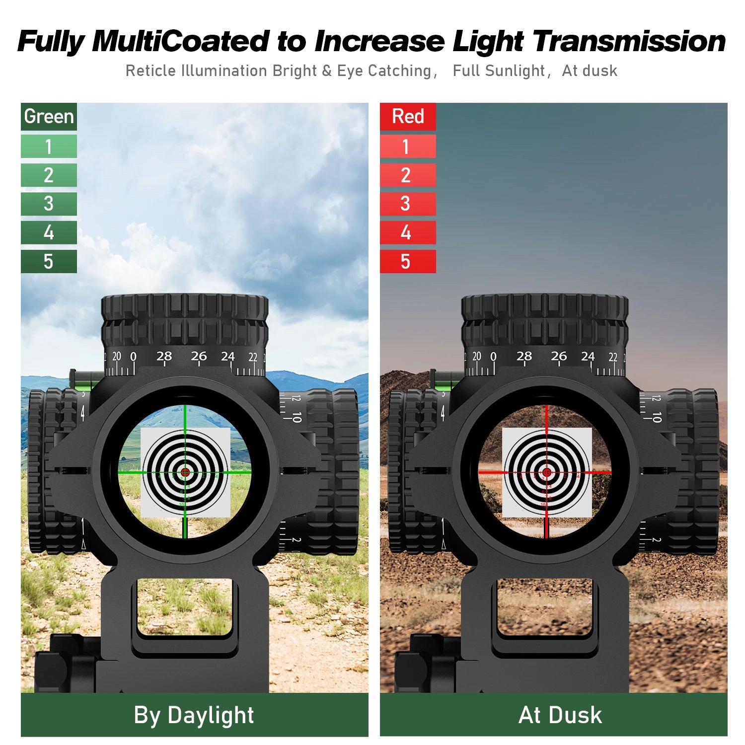 Red and Green Illuminated Hunting Scopes