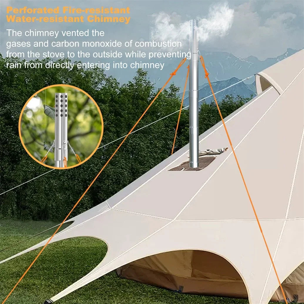 Portable Wood Stove with 6 Stainless Chimney Pipes