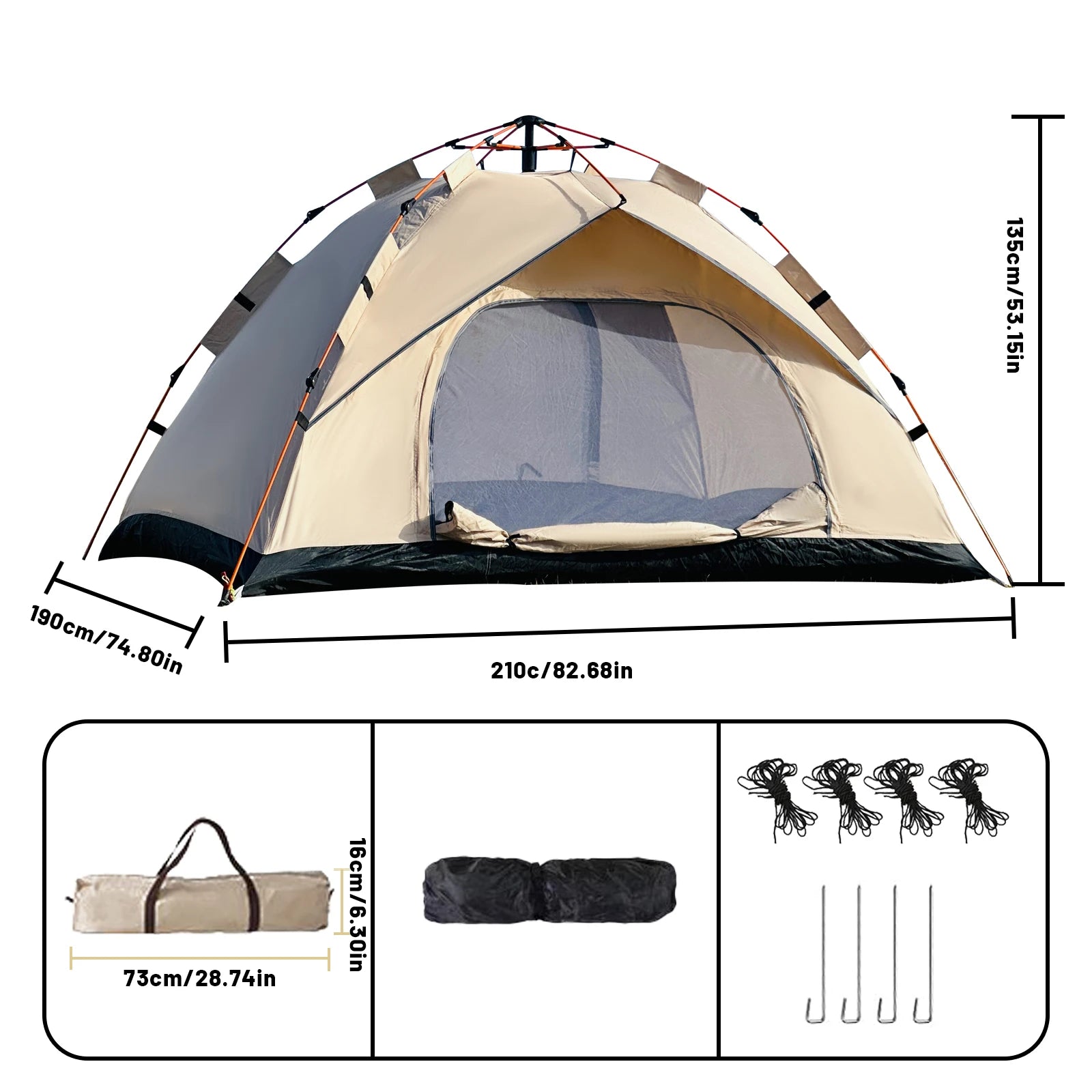 2-4 Person Camping Windproof Tents, Easy To Set Up