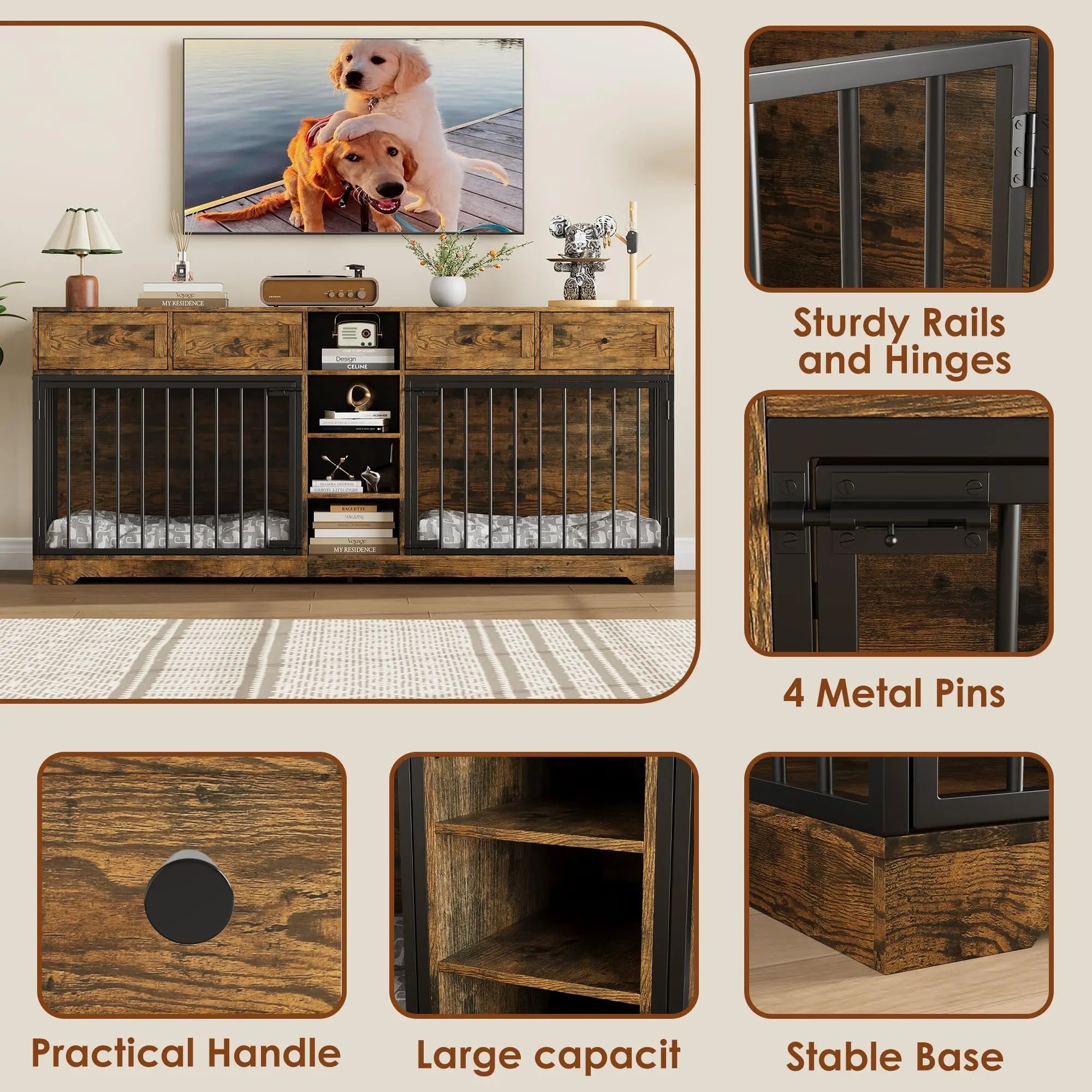82'' Large Double Dog Crate
