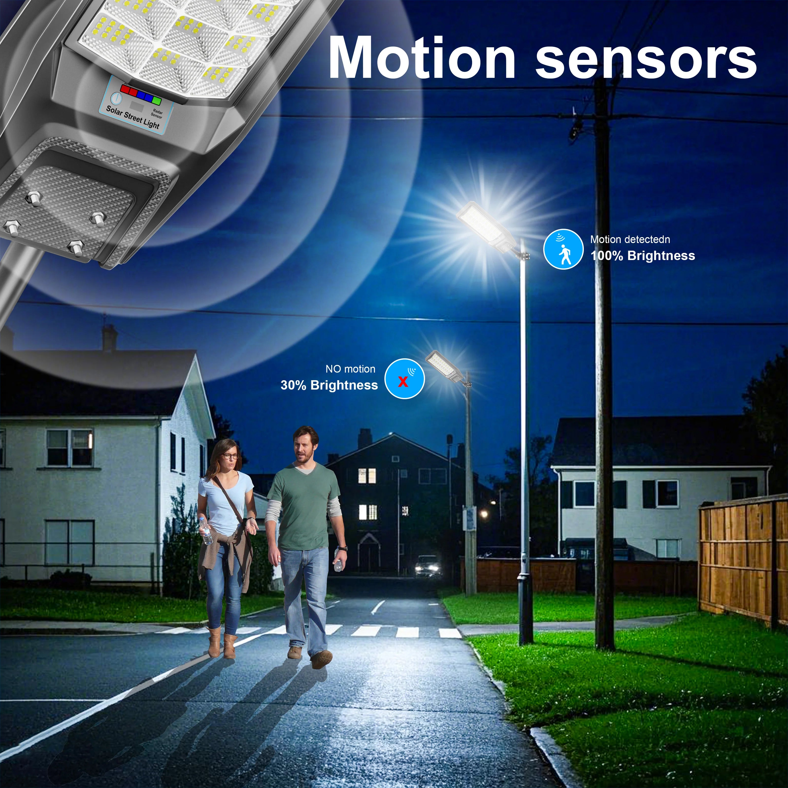 Outdoor waterproof solar light with motion sensor,