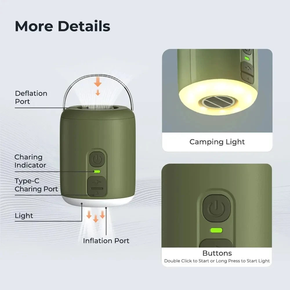 WESTTUNE Tiny Air Pump with Camping Lantern