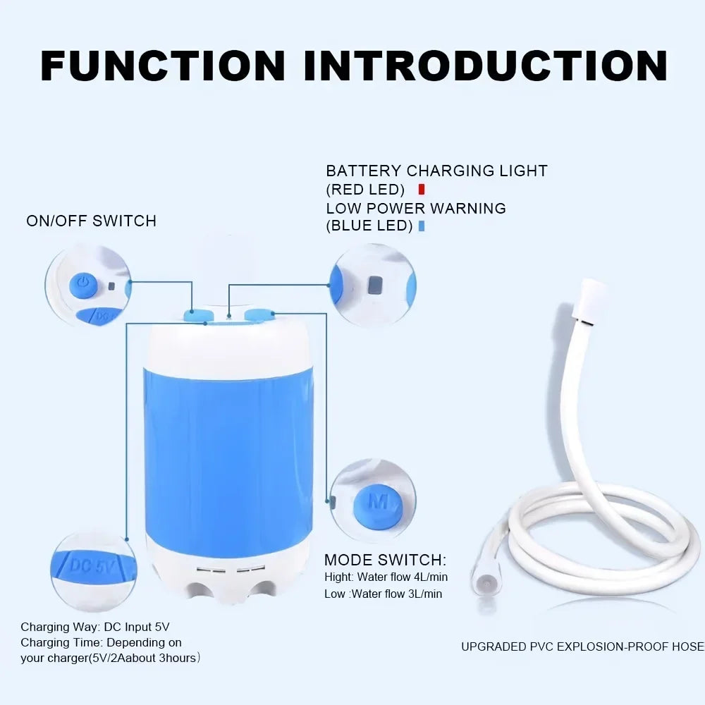 Portable USB Rechargeable  shower head,
