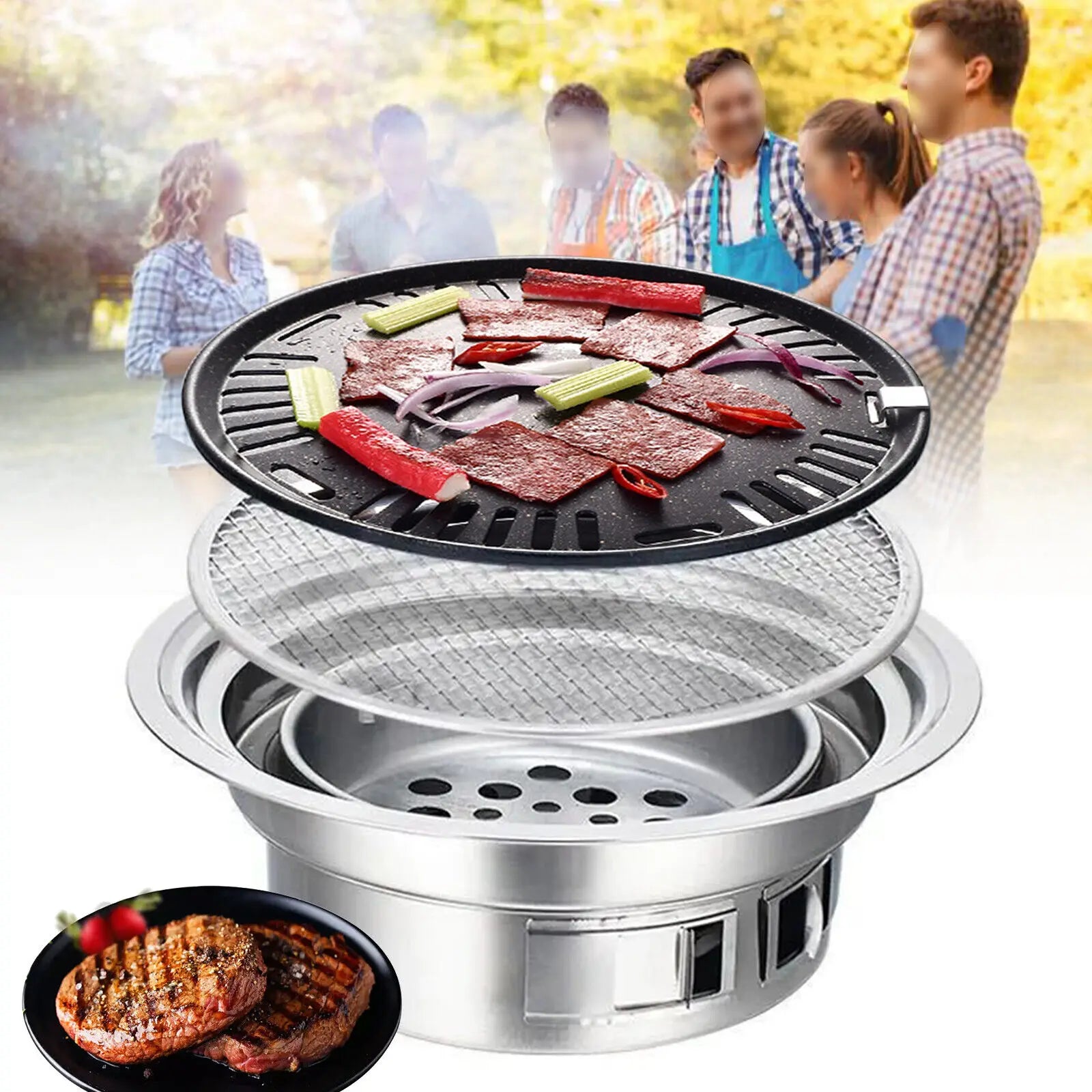 Korean Style Table Charcoal Portable BBQ Grill
