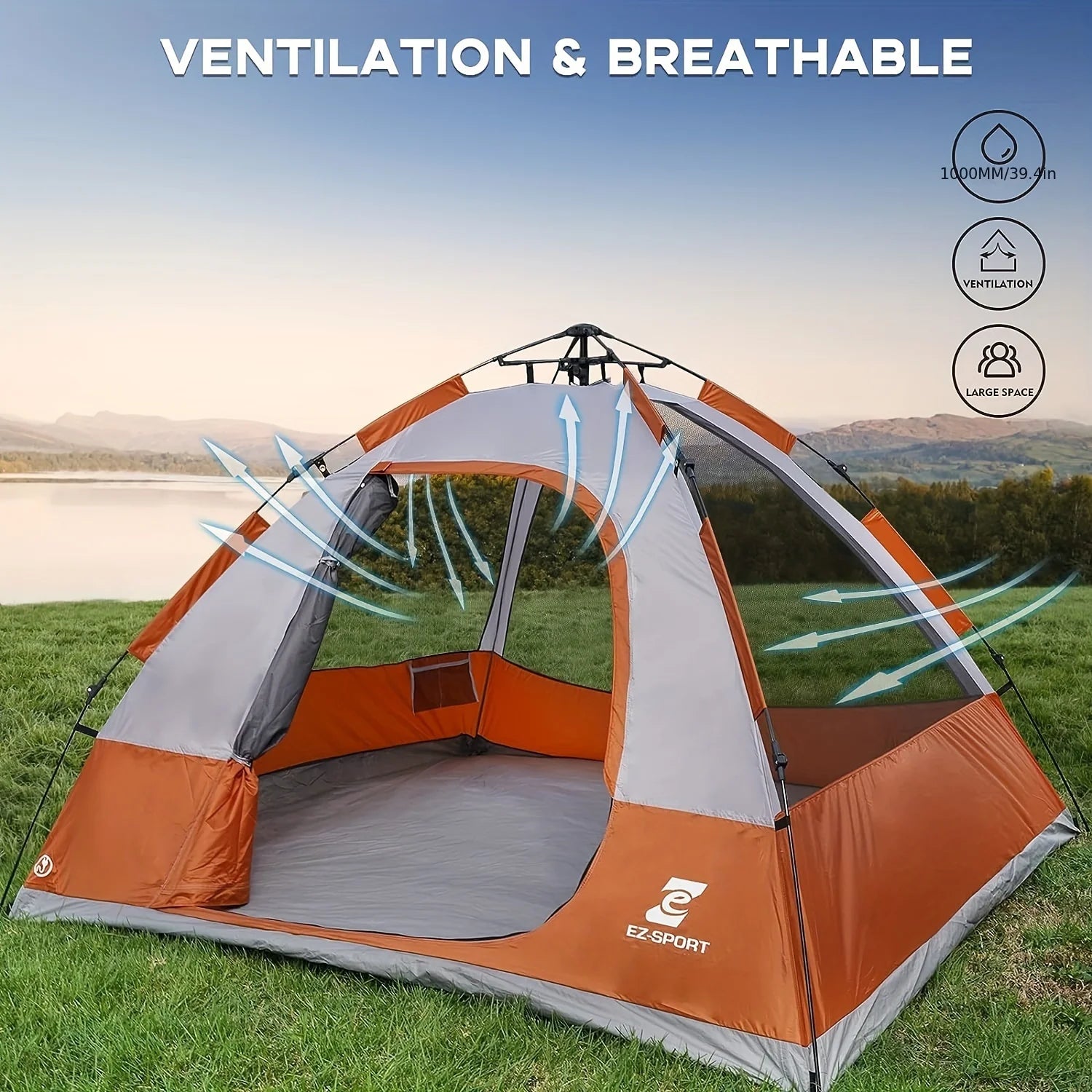 4 Person Instant Easy Set Up Tent with Removable Rain Fly