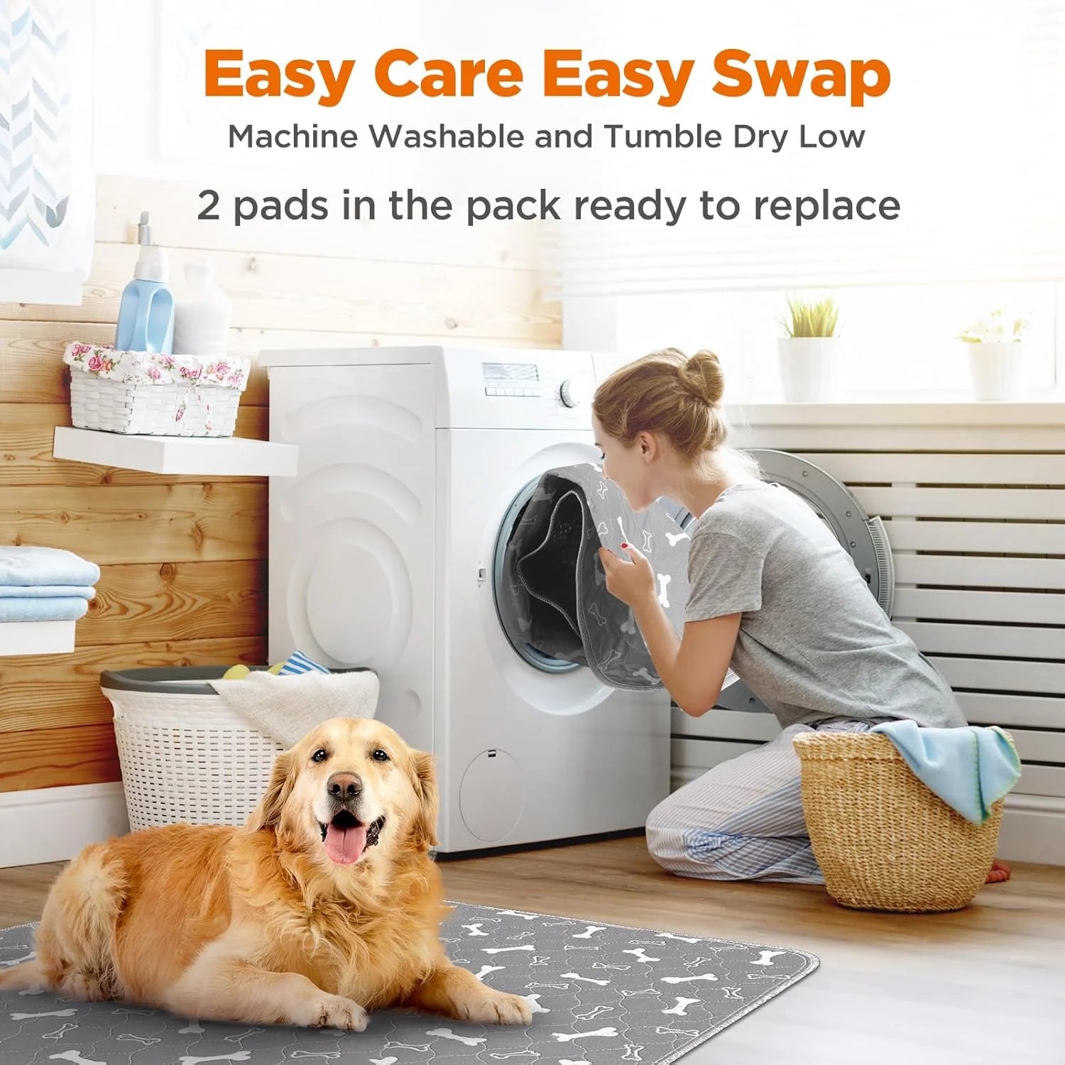 Washable Dog Pee Pads, 2 Pieces 18inchx24inch
