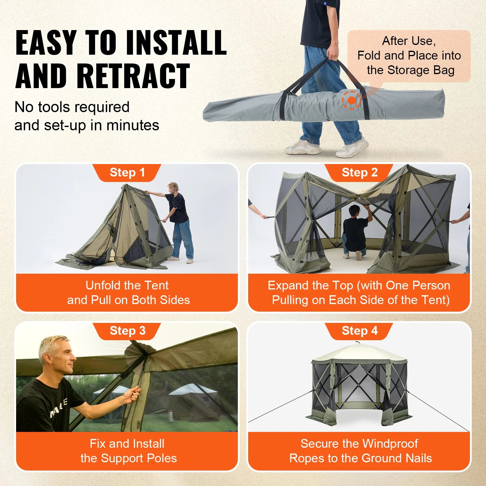 Pop-Up Screen Tent 6 Sided Canopy