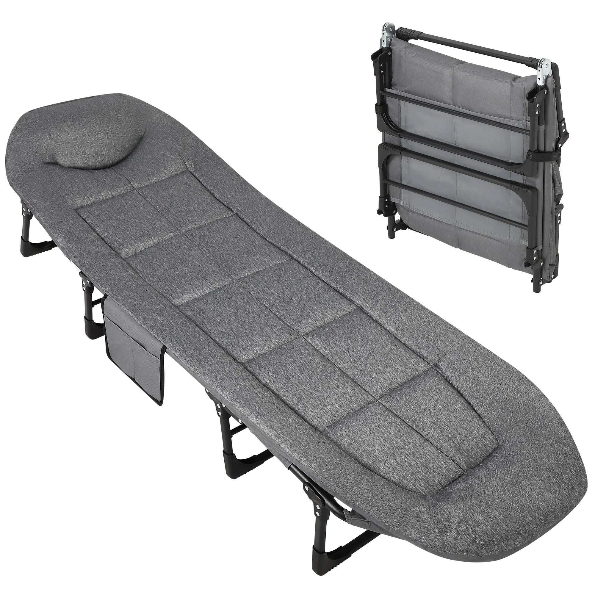 Portable Folding Bed with Cushion and Pillow,