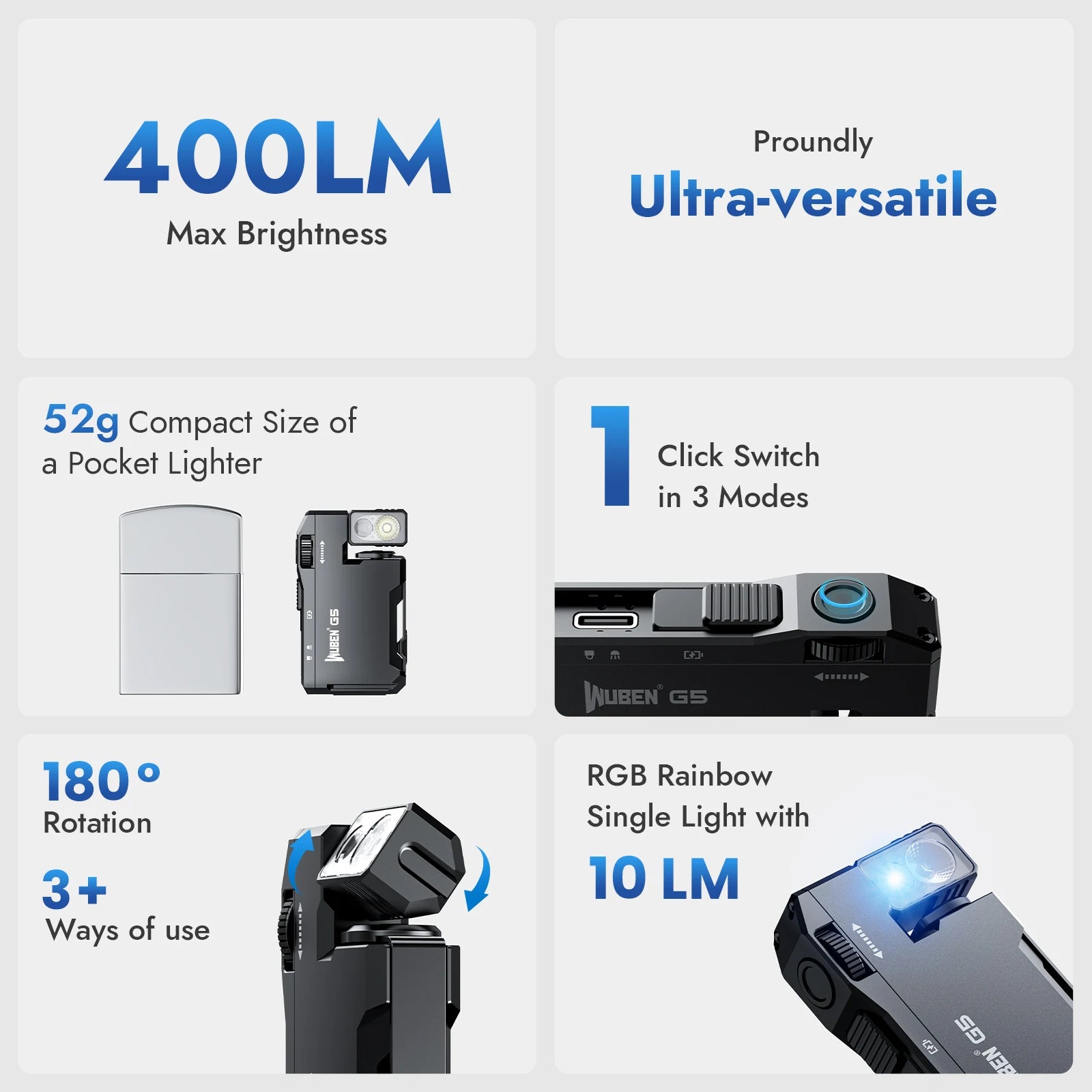 WUBEN G5 Rechargeable EDC Flashlight