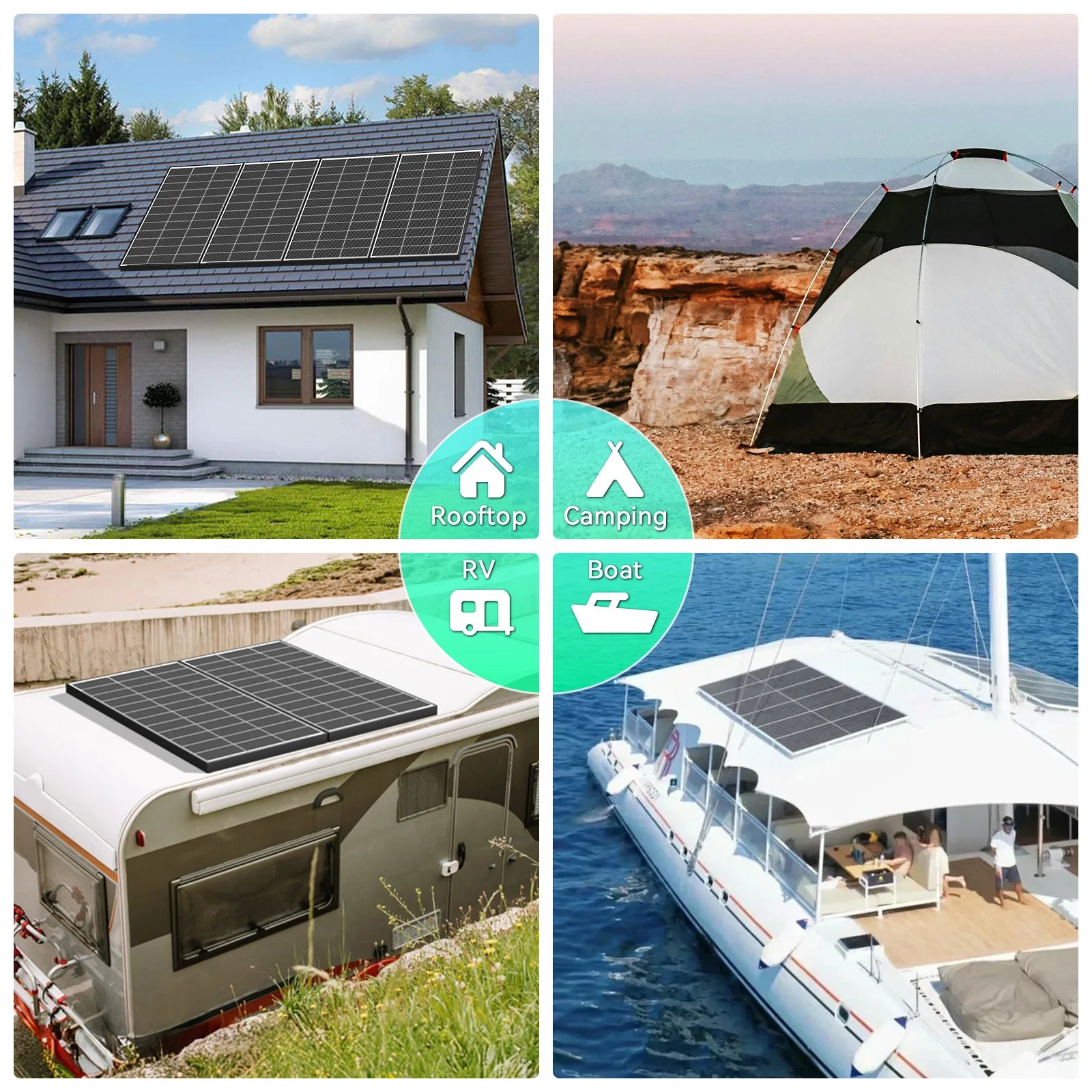 RVPOZWER 400W/200W 12V Double SidedSolar Systems Panels