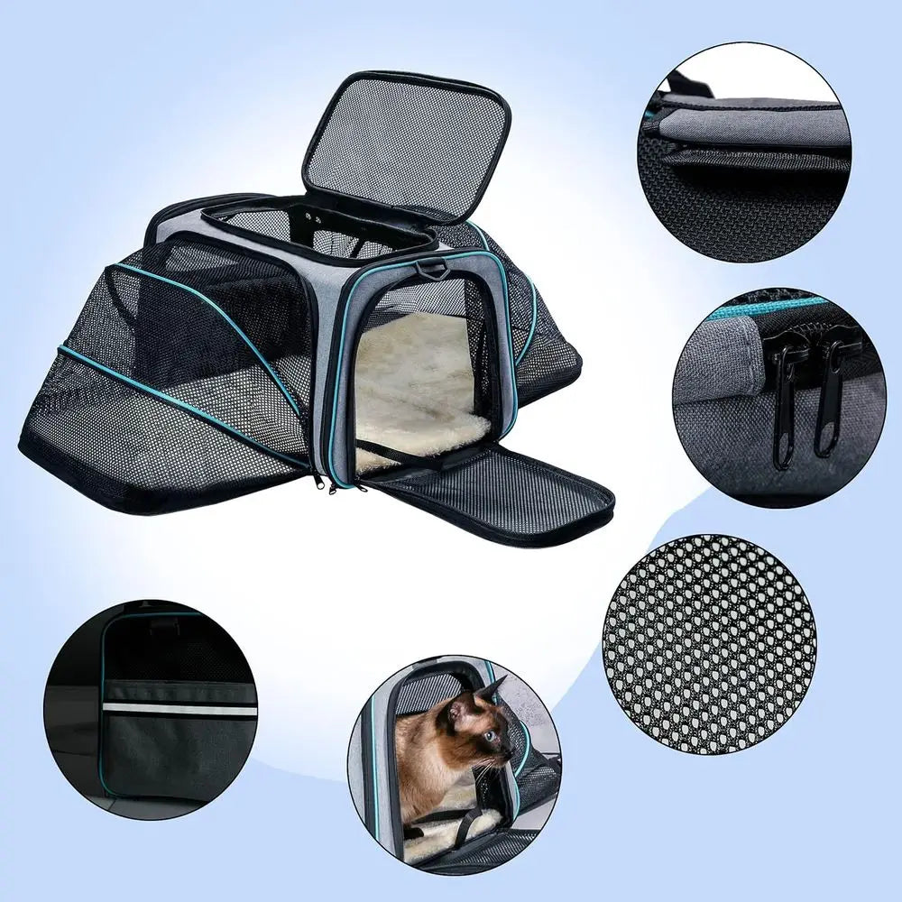 Cat Dog Carrier - Airline Approved Expandable Soft-Sided