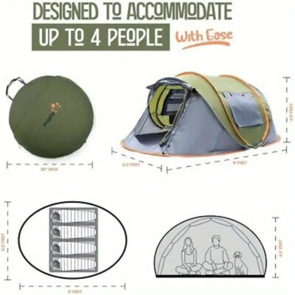 4-Person Easy Pop Up Tent with 2 Doors