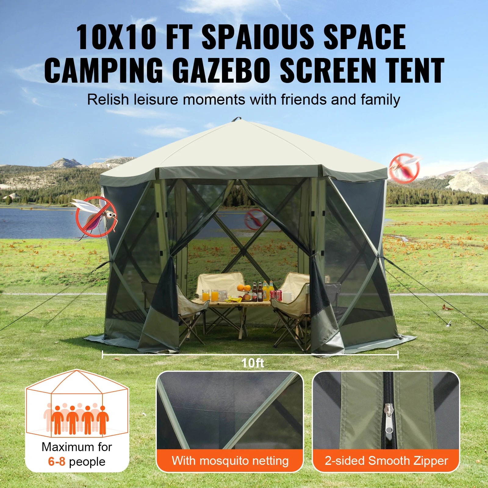 Pop-Up Screen Tent 6 Sided Canopy