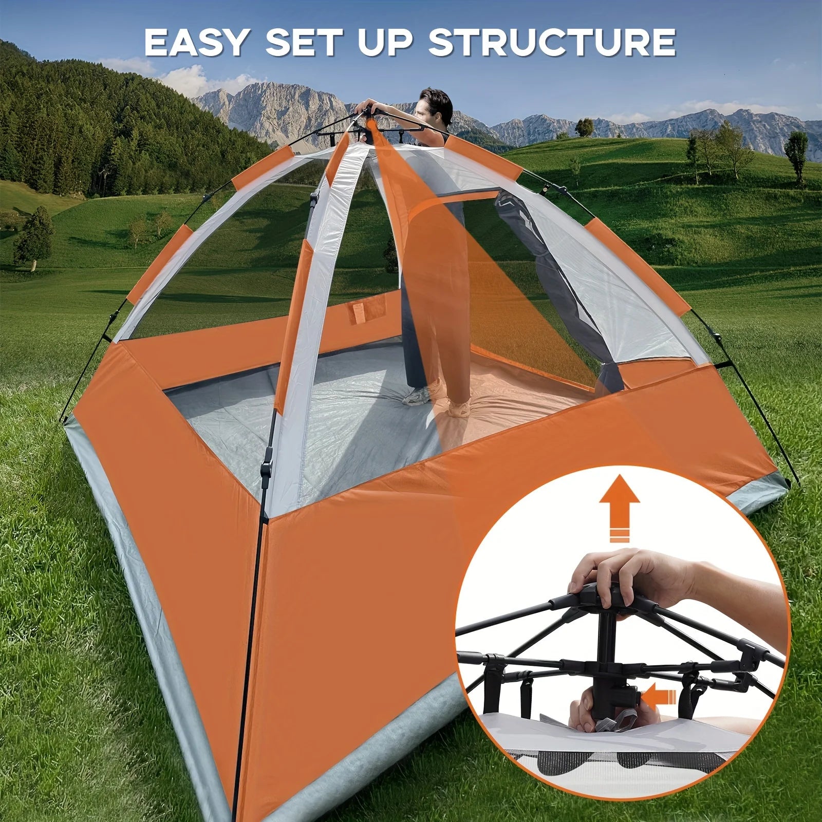 4 Person Instant Easy Set Up Tent with Removable Rain Fly