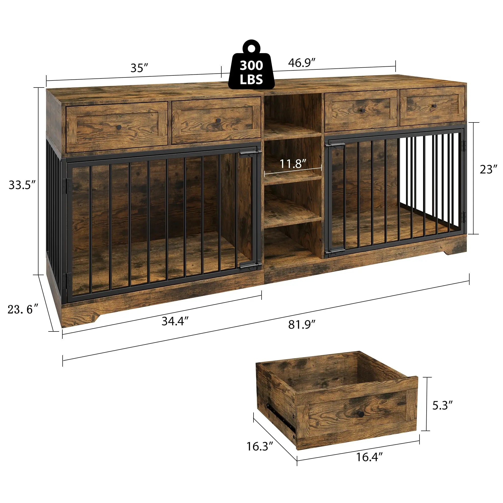 82'' Large Double Dog Crate
