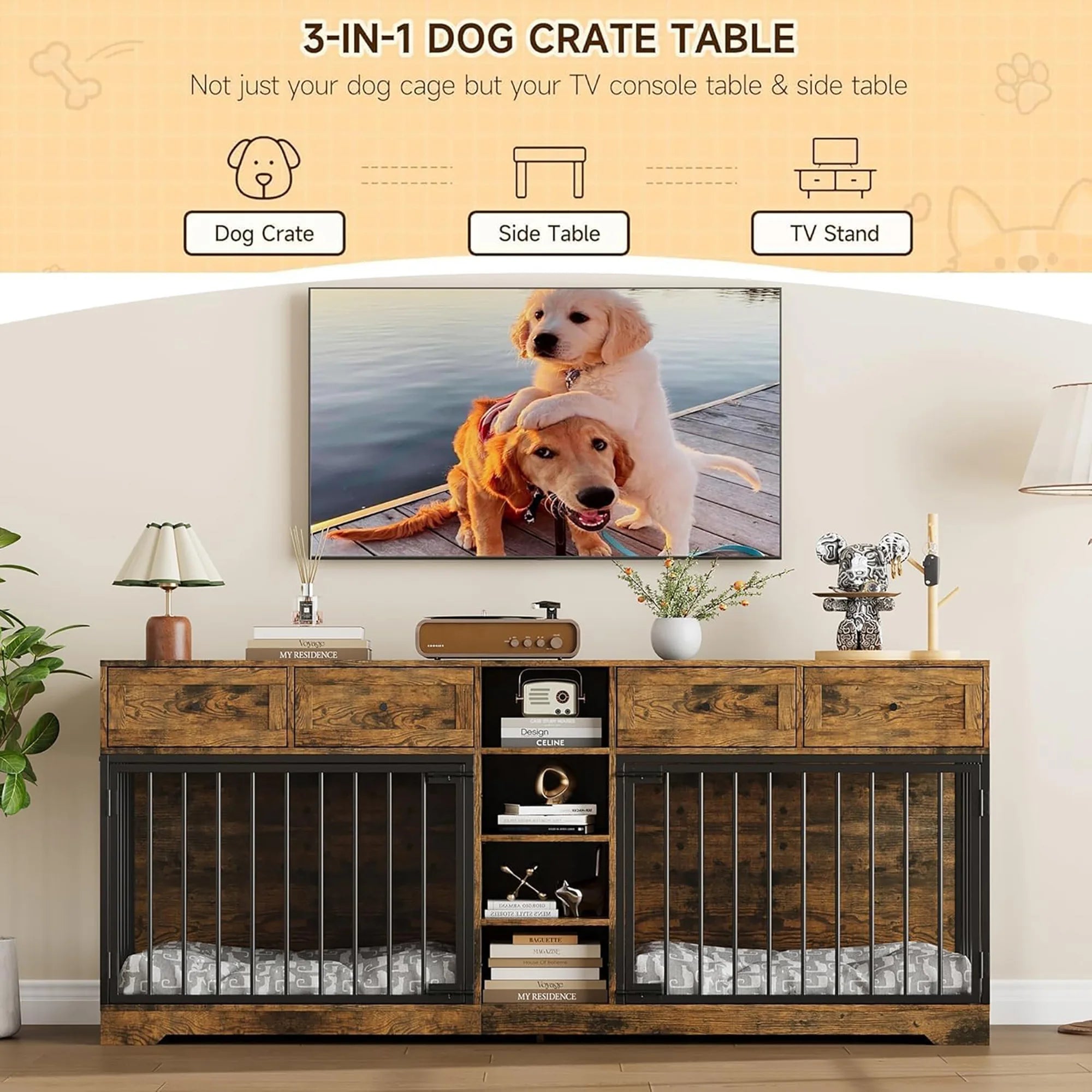 82'' Large Double Dog Crate