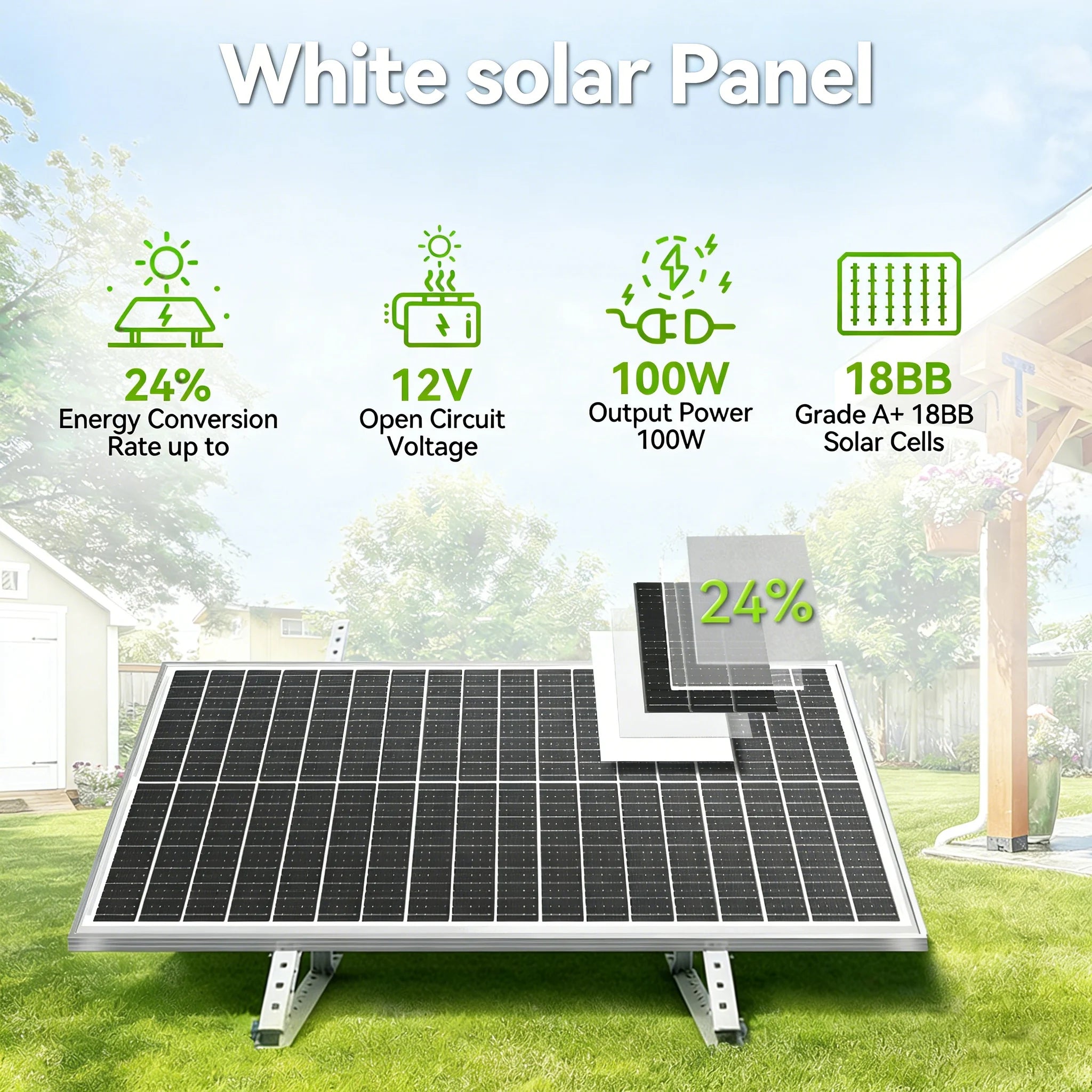 RVPOZWER 100W 12.8V 12BB Solar Solar Panel