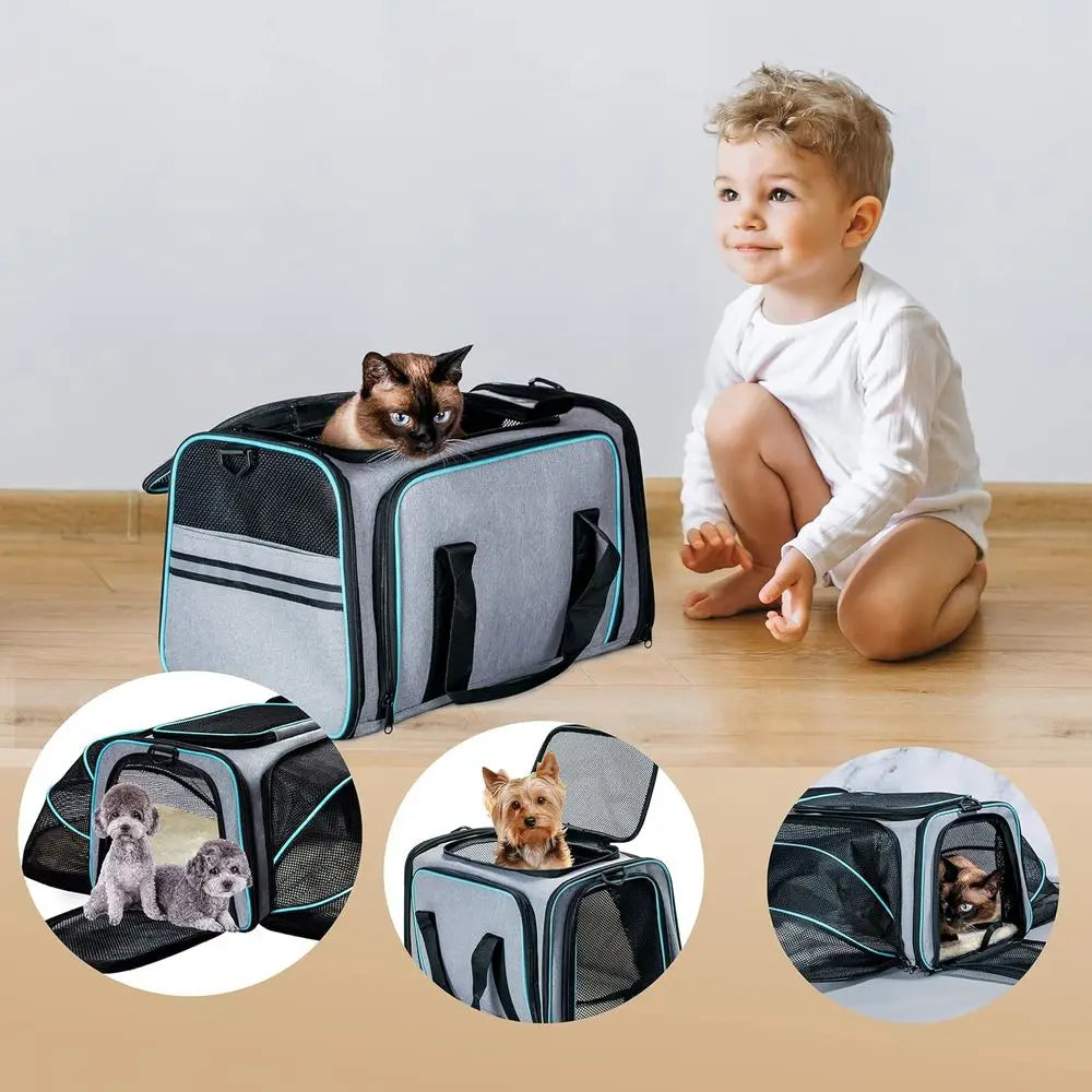 Cat Dog Carrier - Airline Approved Expandable Soft-Sided